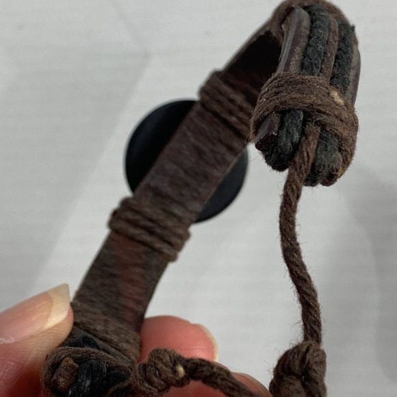 Zodiac Cancer Black Brown Leather Unisex Bracelet Surfer Style Adjustable - Picture 4 of 6